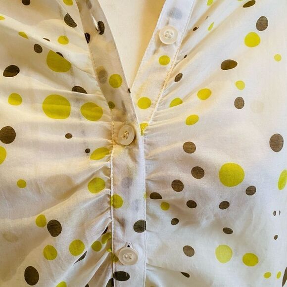 𝅺BCBGMAXAZARIA Cream Batwing Polka Dot Sheer Button Up Blouse (NWOT) - Picture 10 of 13